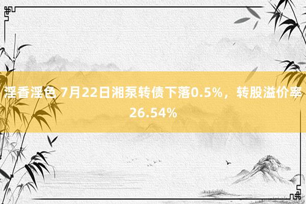 淫香淫色 7月22日湘泵转债下落0.5%，转股溢价率26.54%