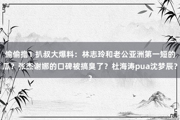 偷偷撸1 扒叔大爆料：林志玲和老公亚洲第一短的瓜？张杰谢娜的口碑被搞臭了？杜海涛pua沈梦辰？