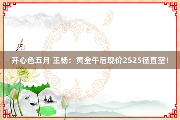 开心色五月 王杨：黄金午后现价2525径直空！