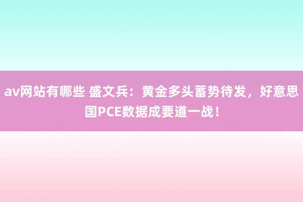 av网站有哪些 盛文兵：黄金多头蓄势待发，好意思国PCE数据成要道一战！