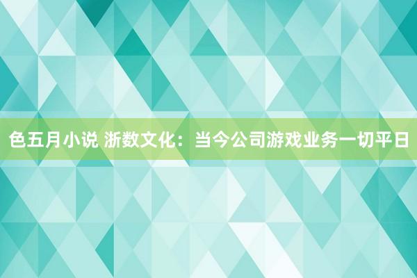 色五月小说 浙数文化：当今公司游戏业务一切平日