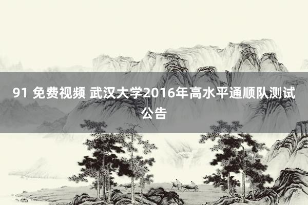 91 免费视频 武汉大学2016年高水平通顺队测试公告