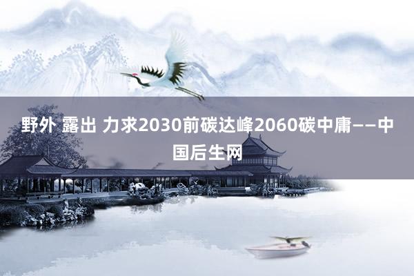 野外 露出 力求2030前碳达峰2060碳中庸——中国后生网